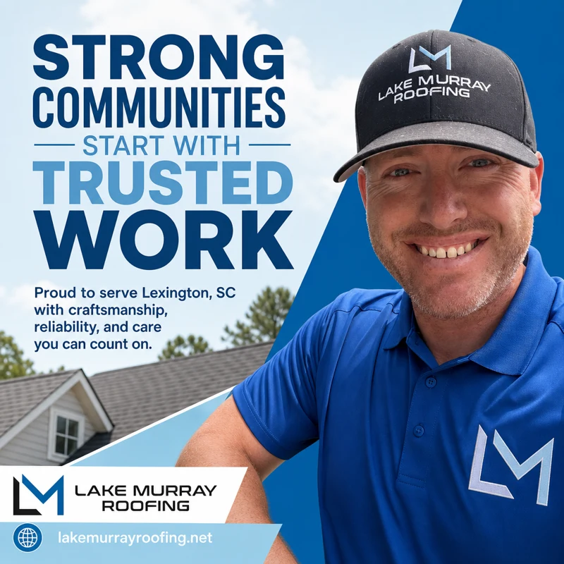 Lake Murray Roofing's own social post, made with PostPixel